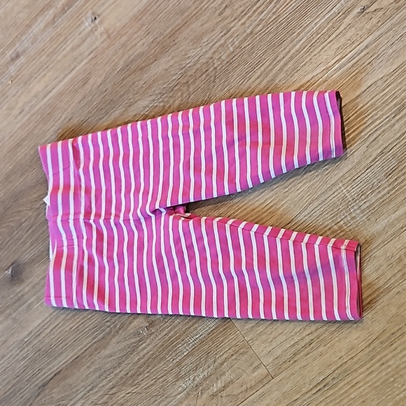 Mini Boden Other - Mini Boden Pink & White Striped Cropped Leggings Girls Capri Pants Size 3/4